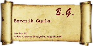 Berczik Gyula névjegykártya